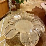 Rattan flower coffee table