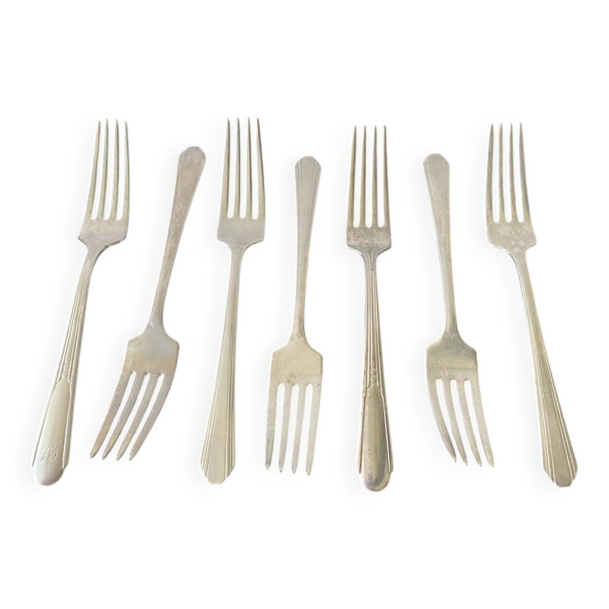 Set of 6 small silver plated Art Deco Fairfield forks