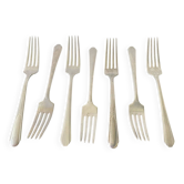 Lot de 6 petites fourchettes en métal argenté Art Deco Fairfield