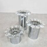 Vintage chrome and glass flower wall sconces