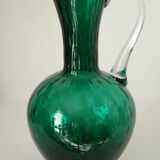 Vintage green blown glass jug vase