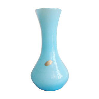 Blue opaline vase made of vintage Italian