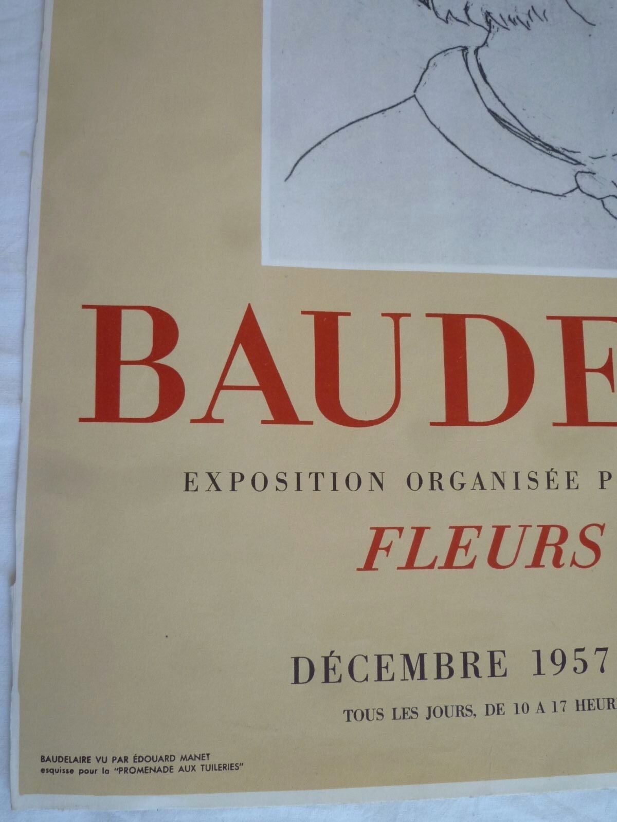 Poster exhibition gallery Mansart - Baudelaire seen by Edouard Manet - Mourlot 1957