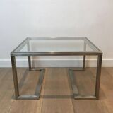 Paire de bouts de canapé design en acier brossé