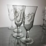 Set of 10 champagne flutes 60s
