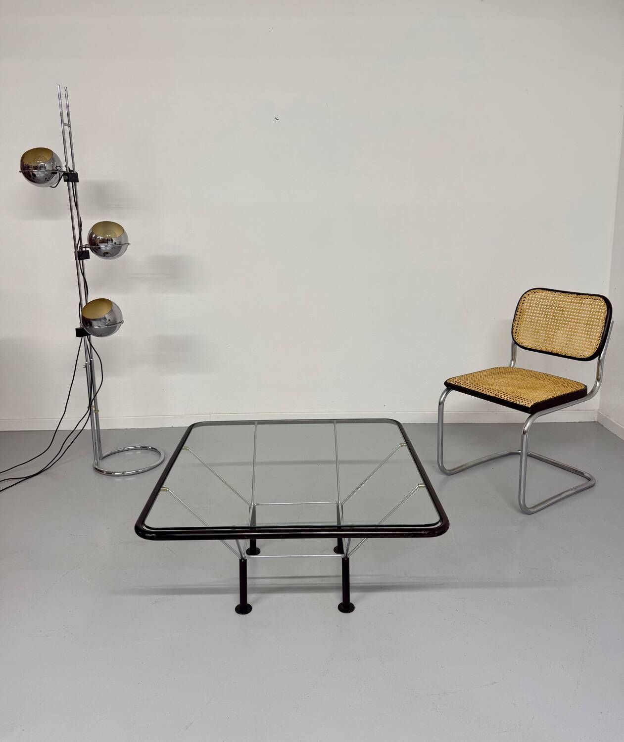 Niels Bendtsen architectural metal glass coffee table from the 70s