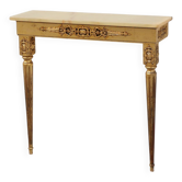 Console murale en style Louis XVI en métal doré avec plateau en marbre onyx, Italie, 20e siècle