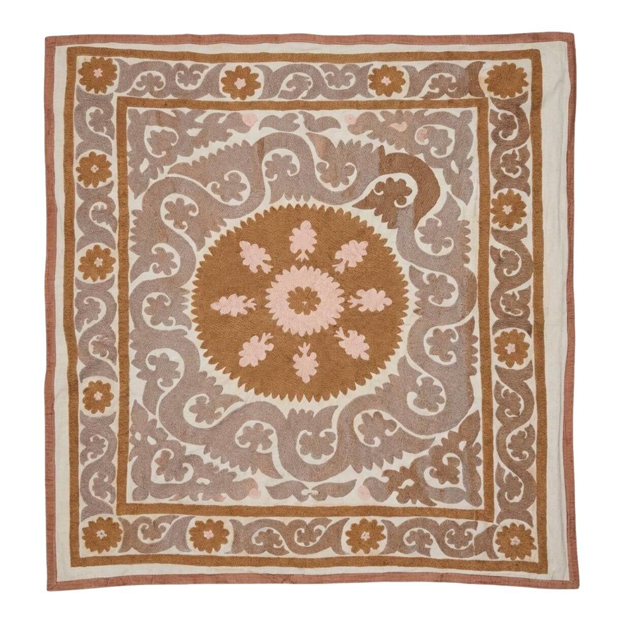 Vintage hand-embroidered tablecloth 137x142 cm