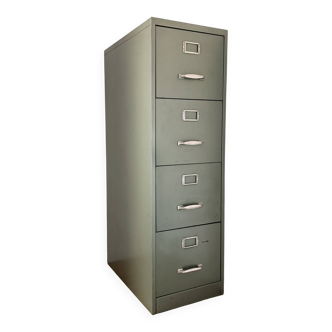 Classeur métallique industriel type « Strafor » vintage vert de gris