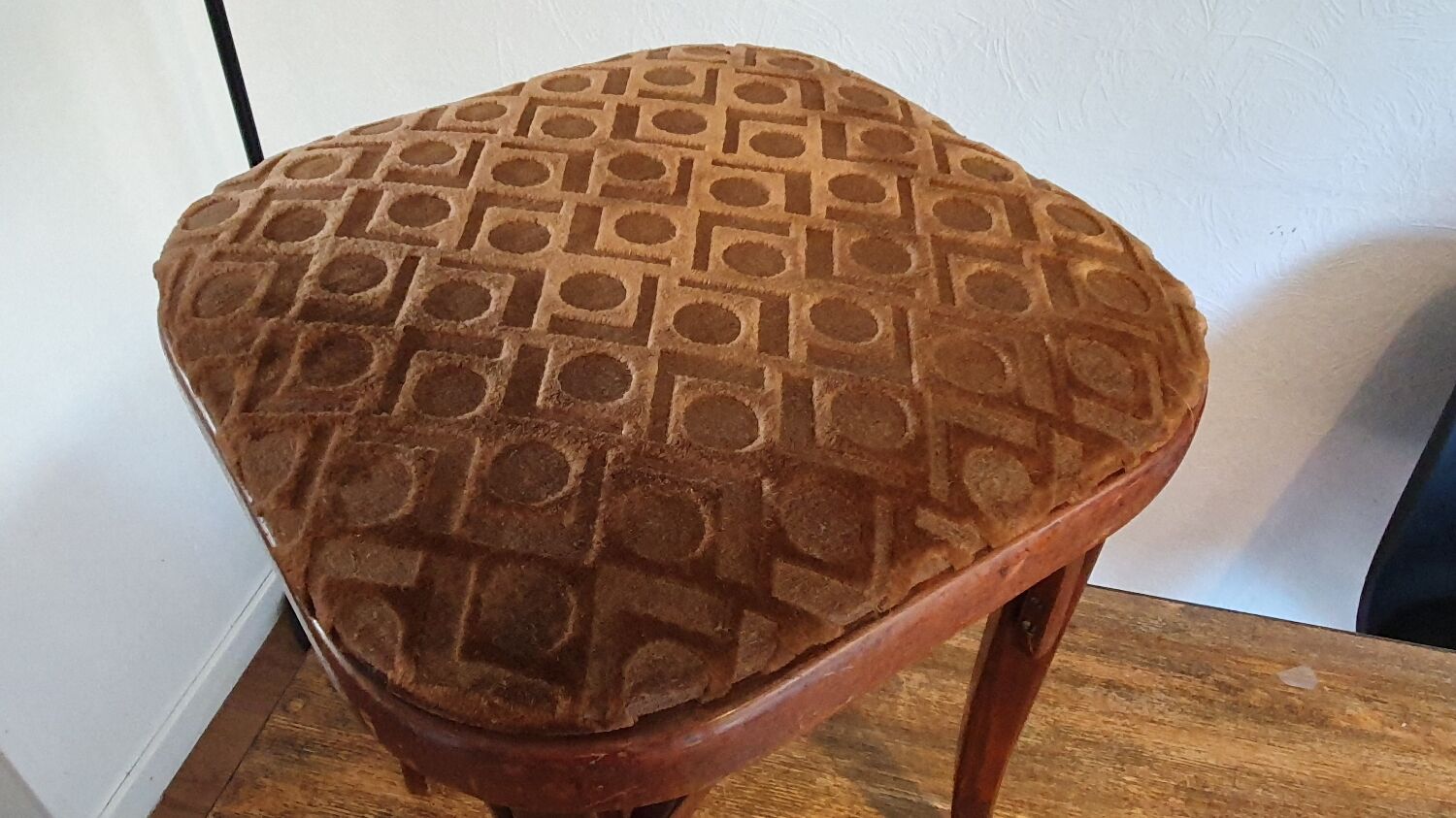 Art nouveau thonet stool bentwood and velvet