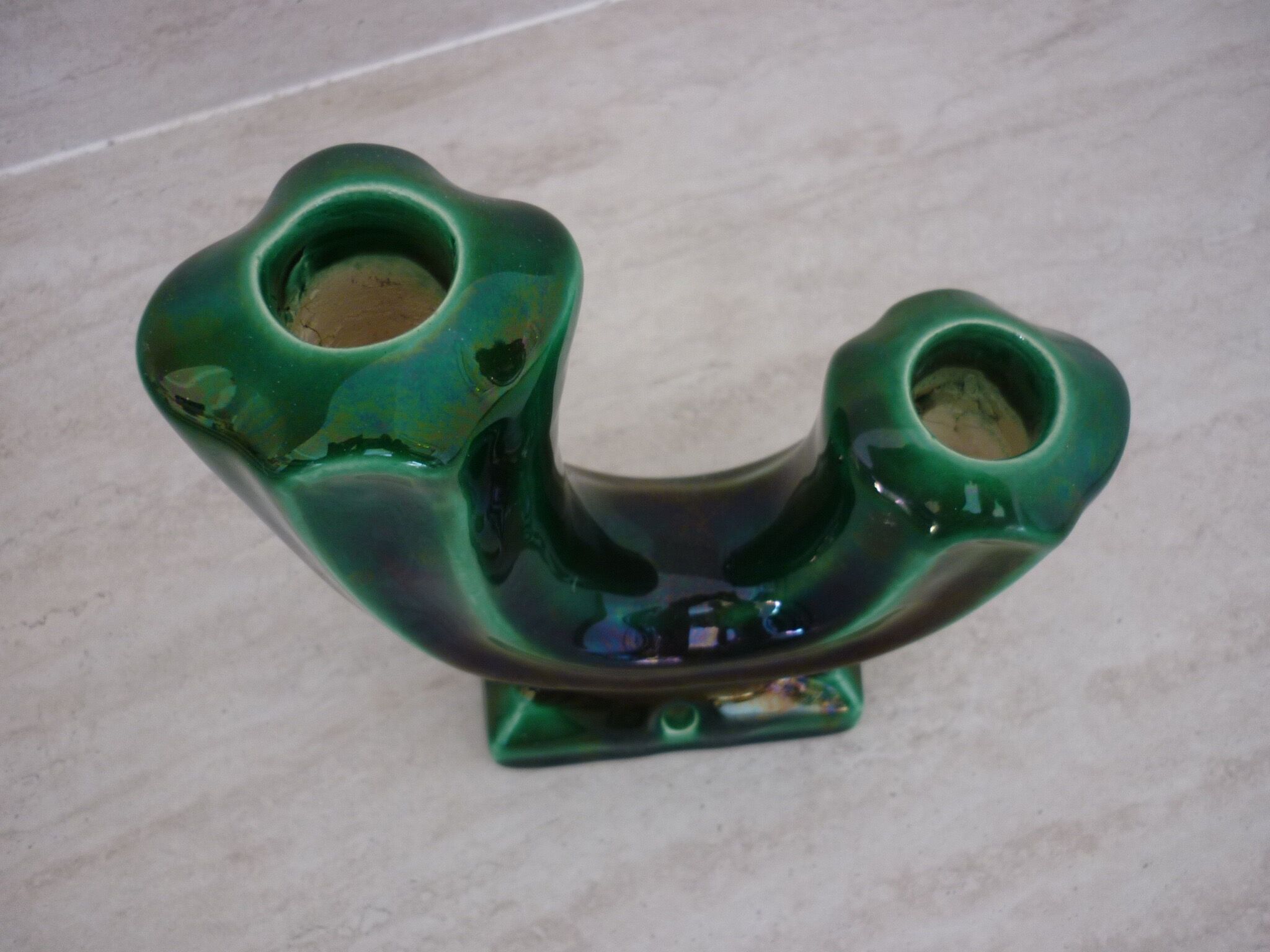 Vintage stylized cactus green candle holder