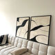 Triptych table design in black and linen beige.