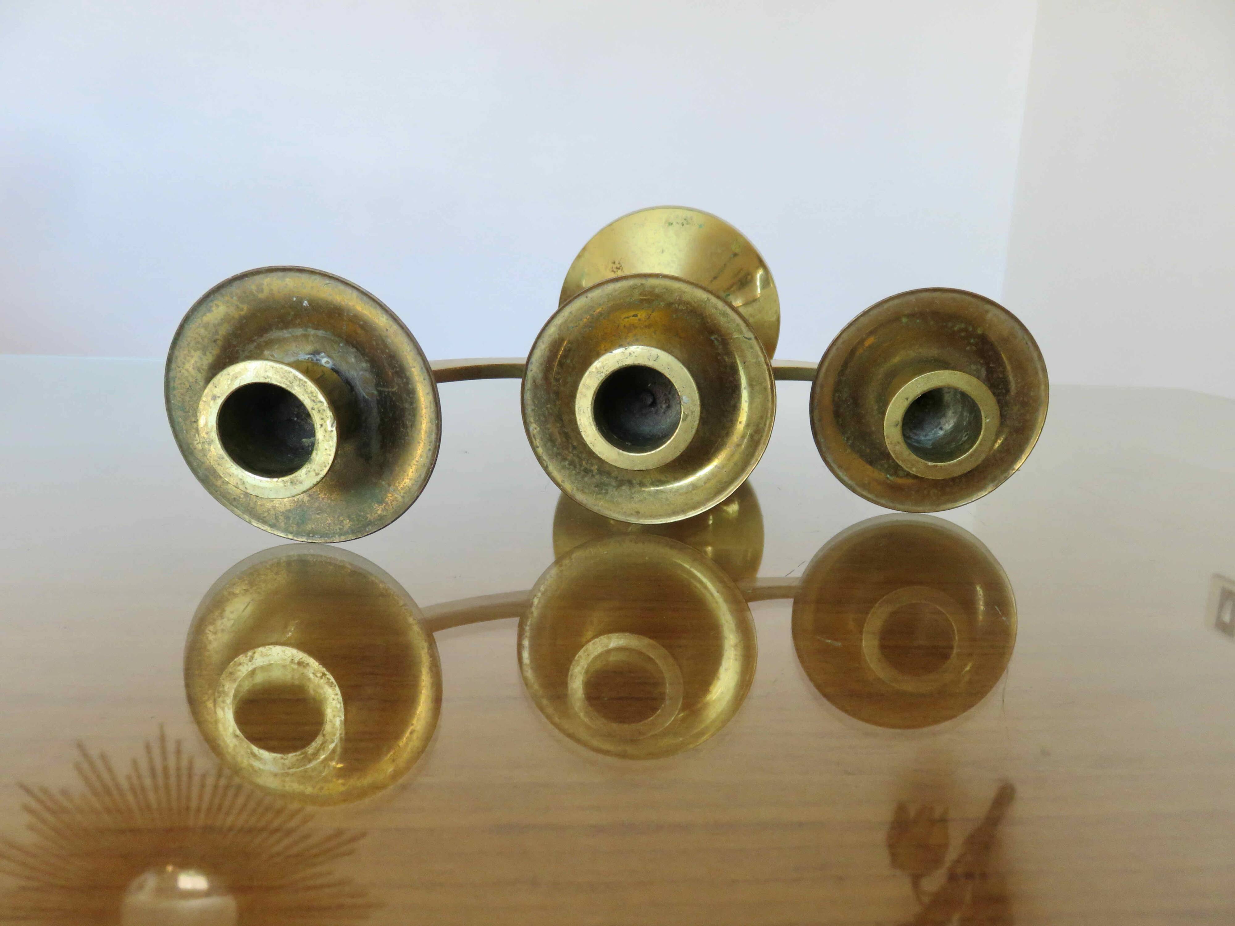 Modernist brass candle holder from the 70s