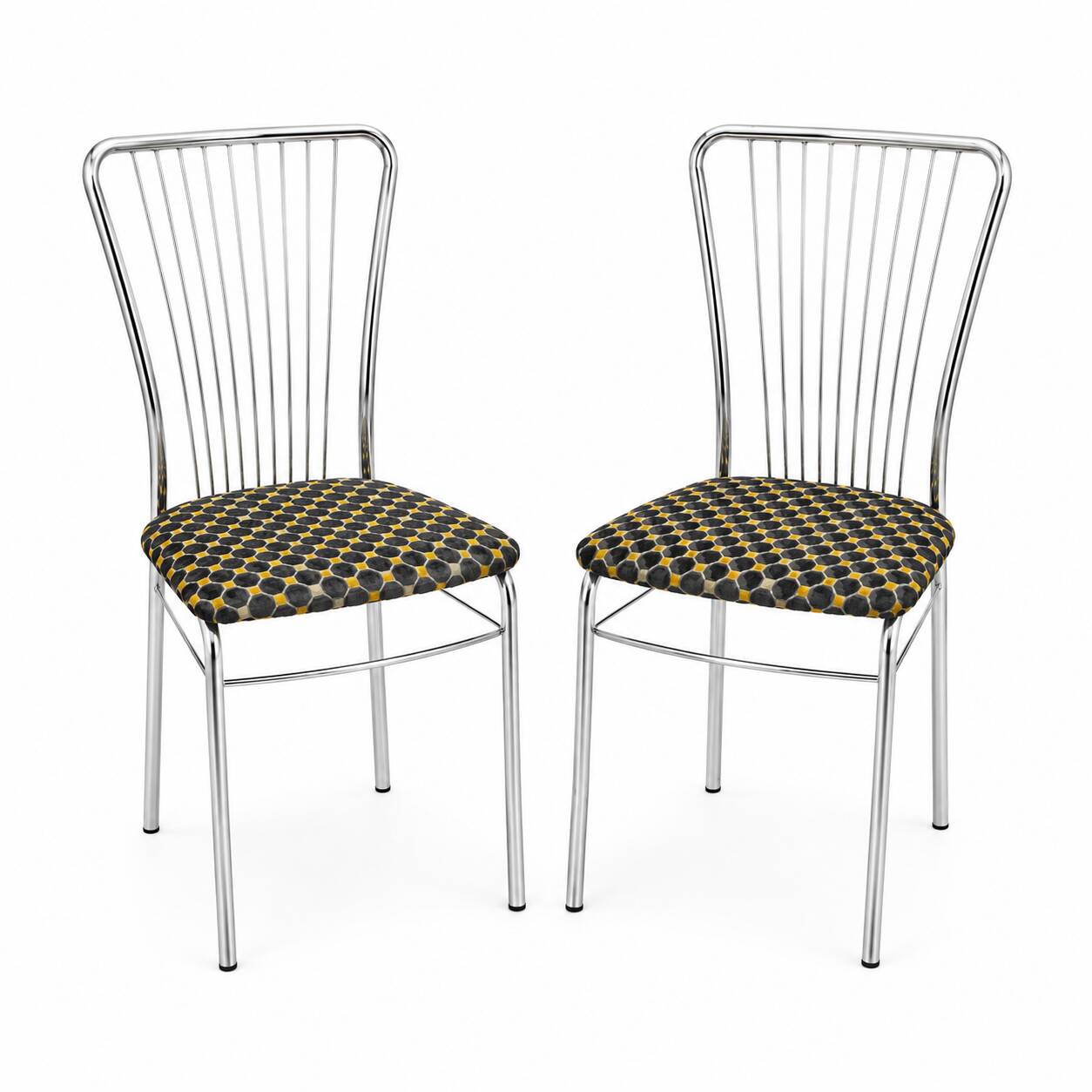 Ensemble de chaises en métal, dossier en forme d'éventail, danois, années 1980.