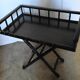 Table bureau pliable en bois noirci et sculpté façon bambou,années 50