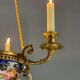 Porcelain lustre, three arms of light in bronze and golden copper, 19th century