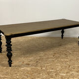 Table à manger style classique en bois, pieds noirs, 12 couverts