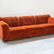 Orange chenille sofas, two and three seats, set of 2, 1970s