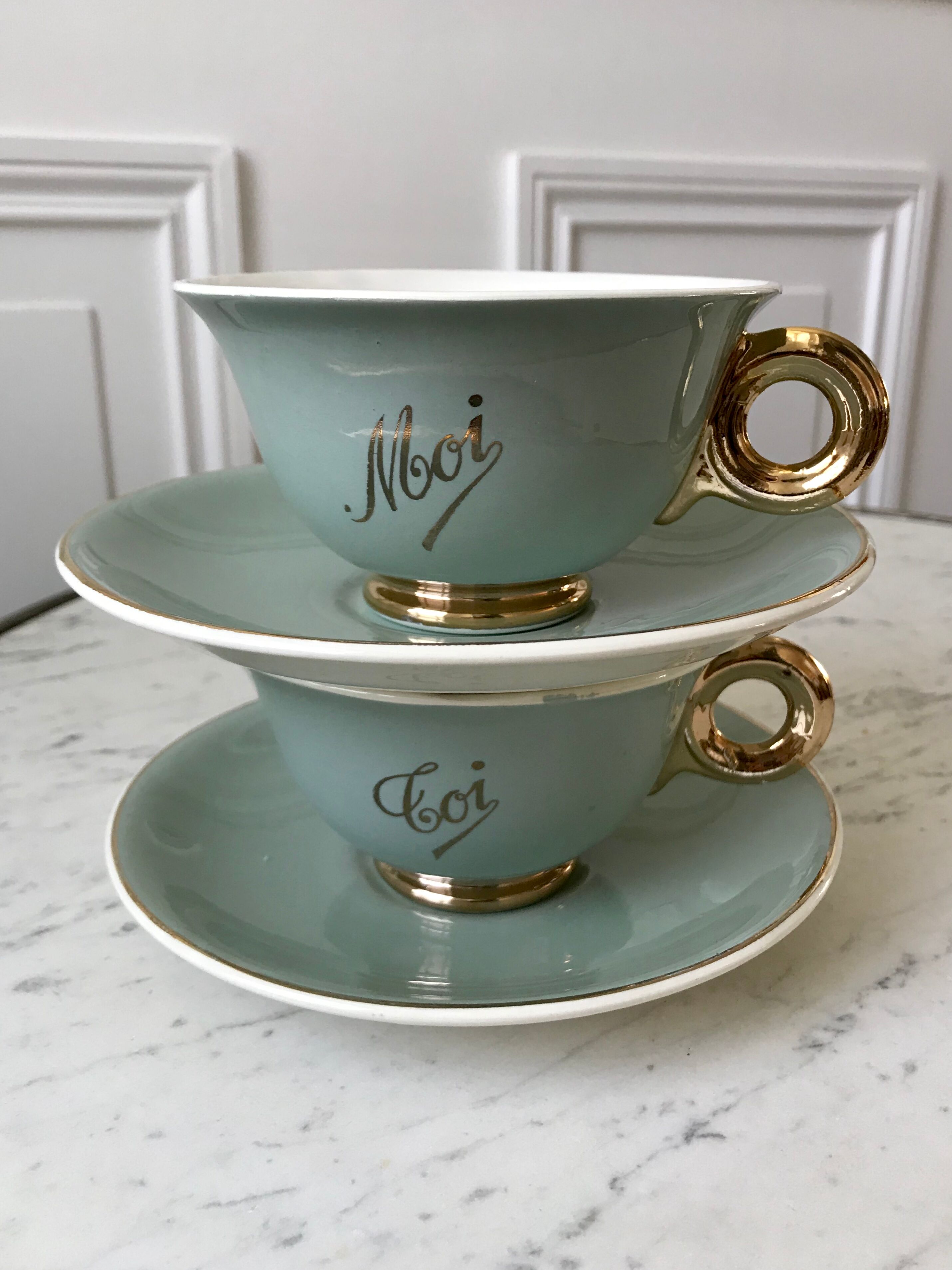 Lunch duo Digoin Sarreguemines Toi & Moi vert sage 50s