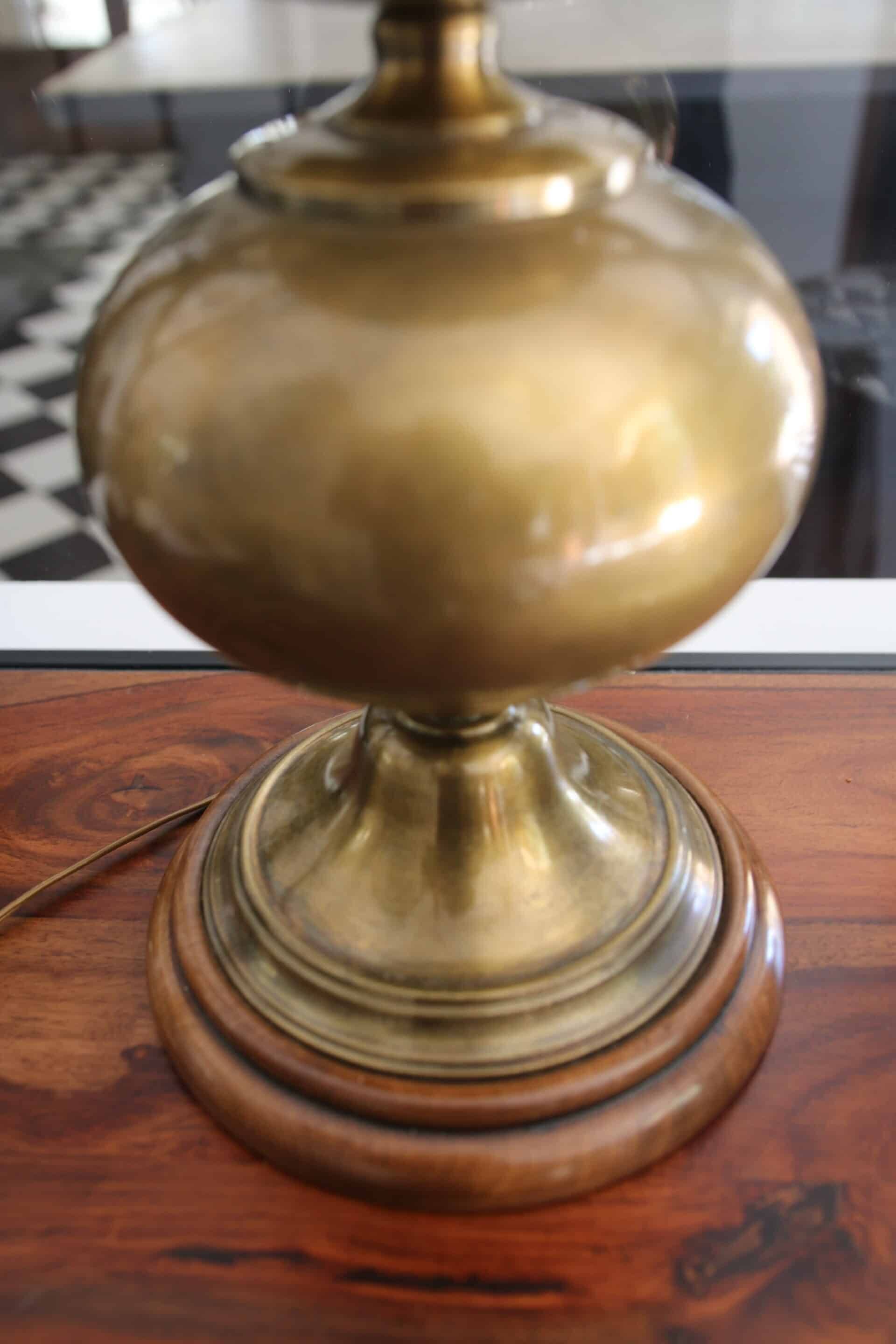 Vintage brass double globe lamp