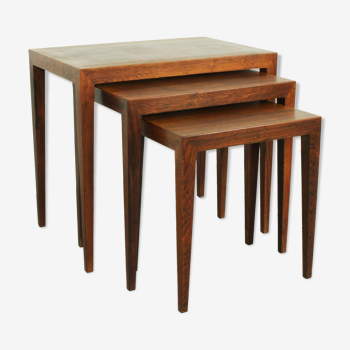 Tables gigognes en palissandre par bovenkamp Severin Hansen modèle 163 , 1960