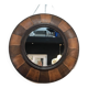 Large round leather mirror