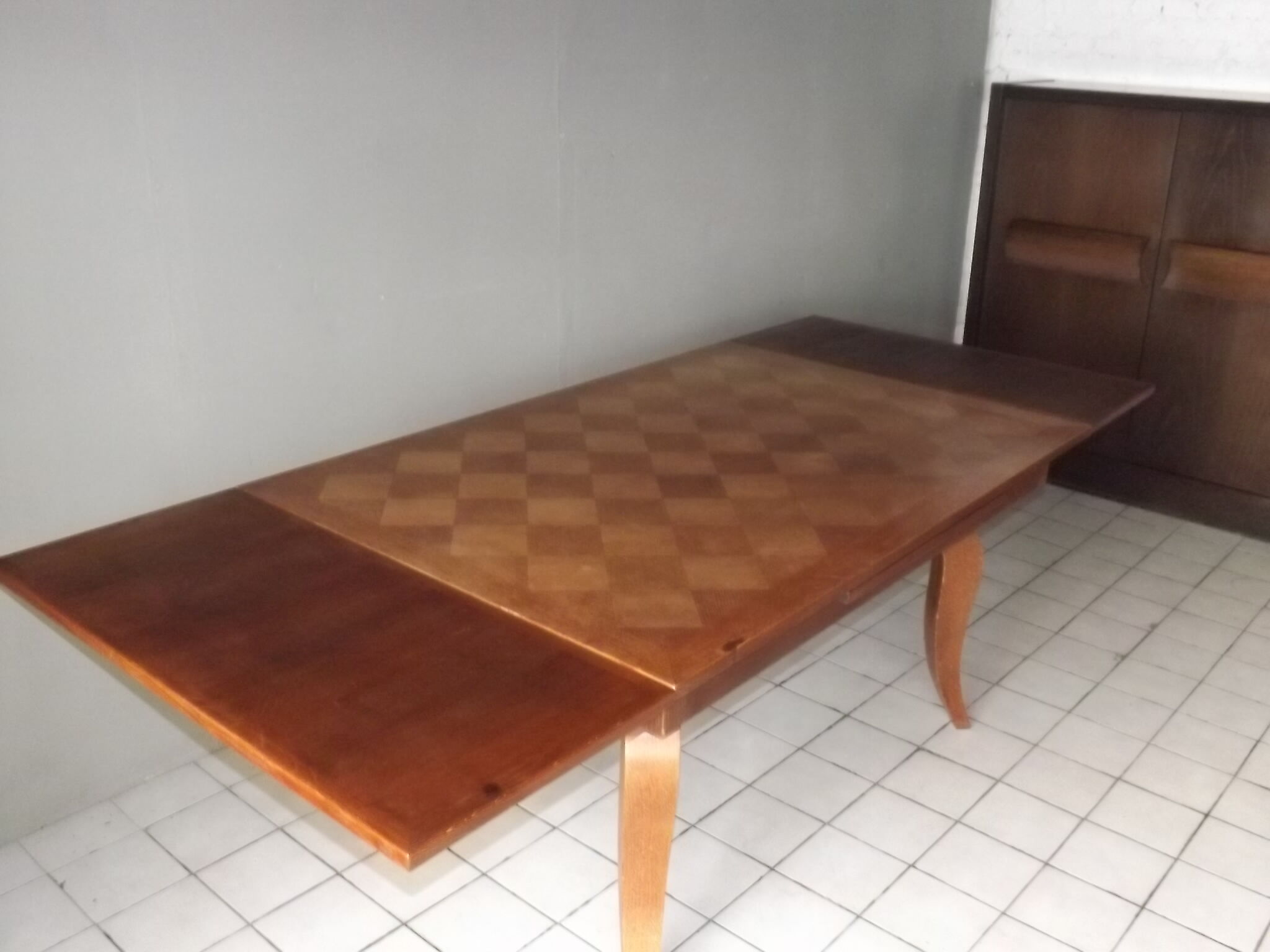 Table expandable oak Gaston fish 1940 art deco