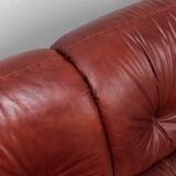 Vintage leather 3 seater sofa Mobil Girgi, 1970s