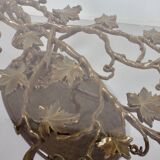 Table basse sculpturale en bronze et en verre