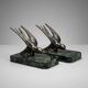 Art Deco bookends – Swallows in spelter on marble bases