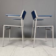Minimalist metal and plywood stackable armchairs by Gijs Van Der Sluis