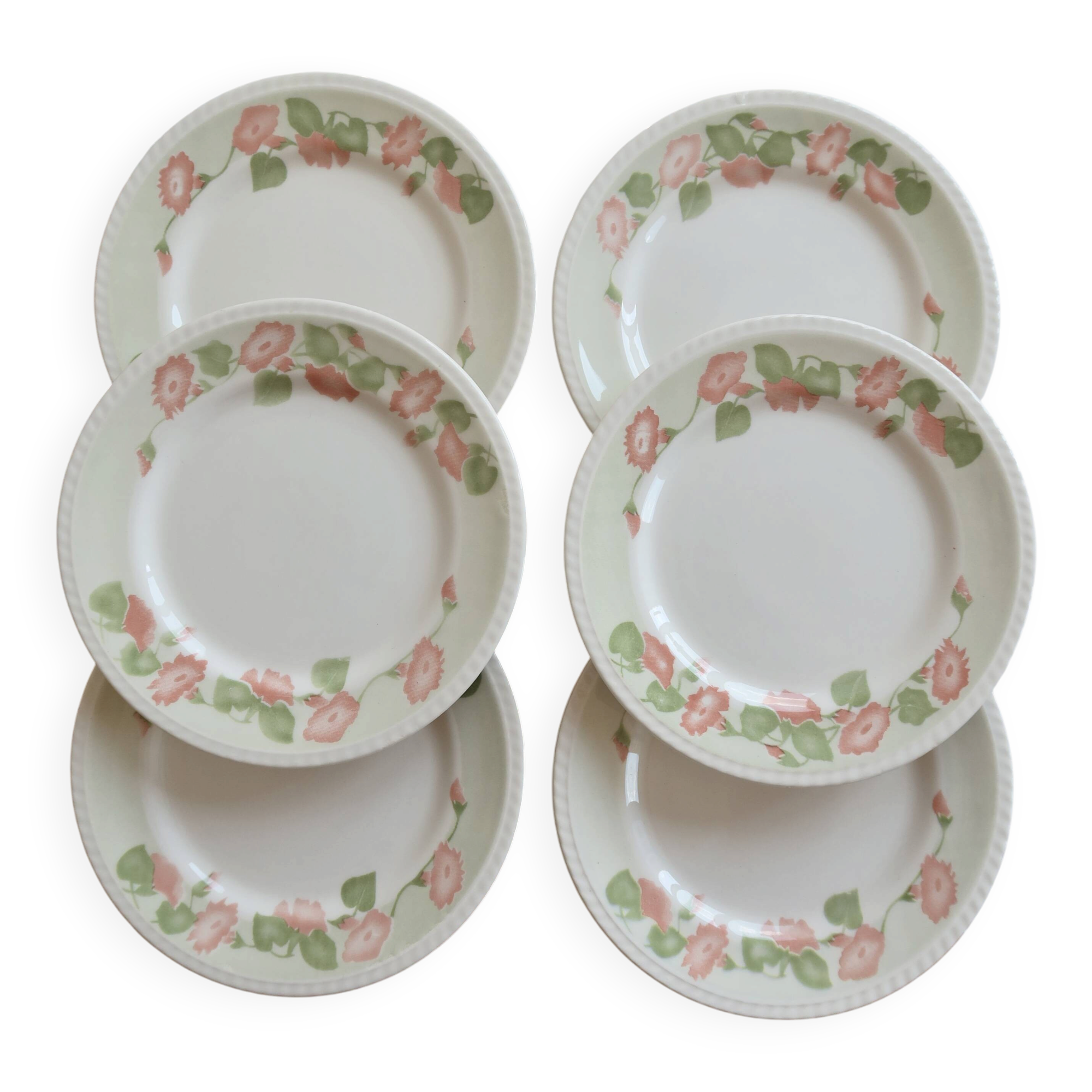 6 vintage dessert plates English earthenware Oxford floral pattern
