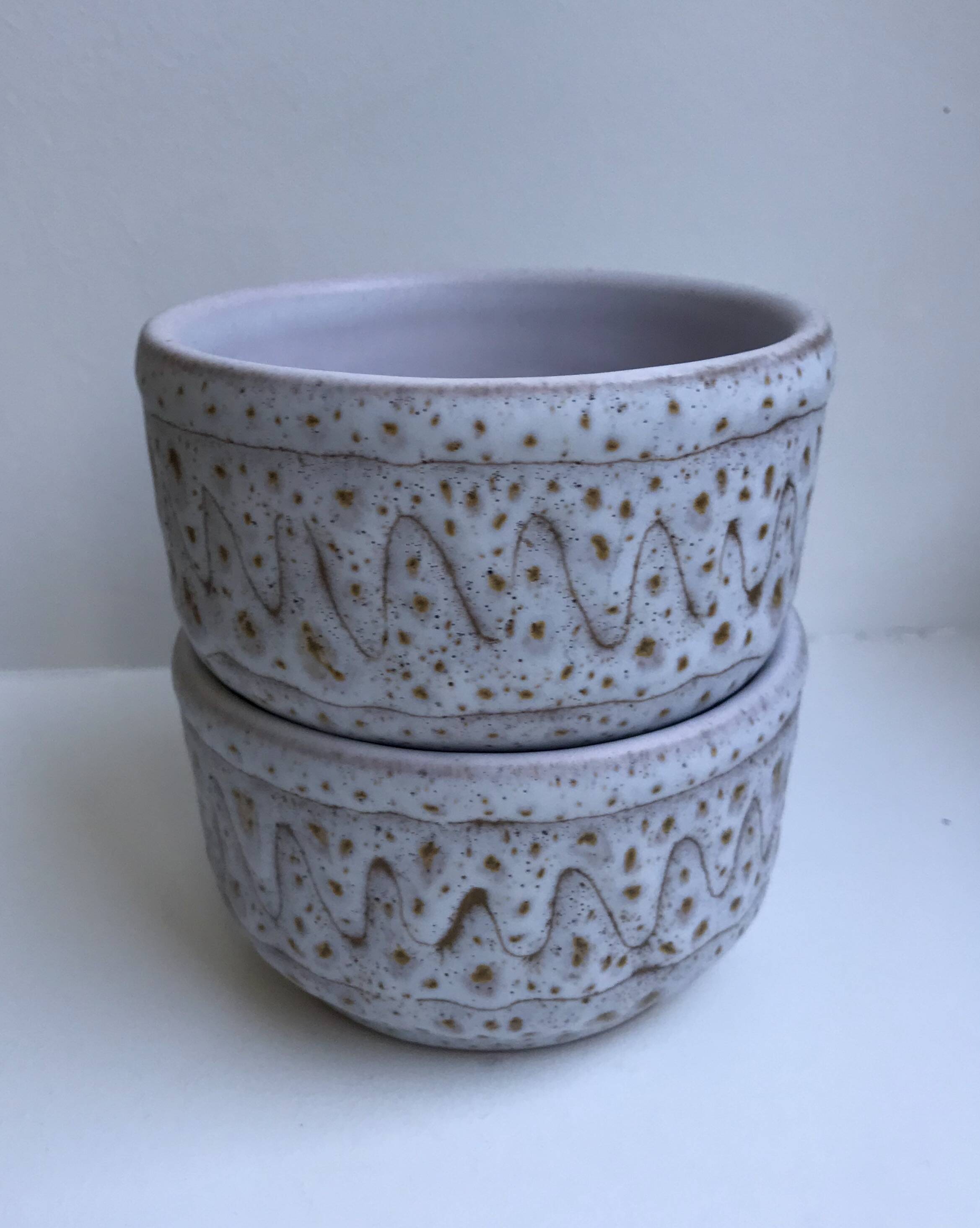 Duo of 70s ceramic ramekins signed Austruy