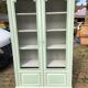 Screened and painted library Louis XVI style green celadon