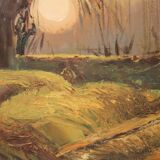 Italian signed painting landscape in Impressionist style from 20th century