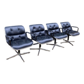 Ensemble de 4 fauteuils "executive chair" par Charles Pollock, 1ère édition Knoll, vintage 1970