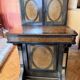 Victorian-era blackened wood and burr walnut Davenport.