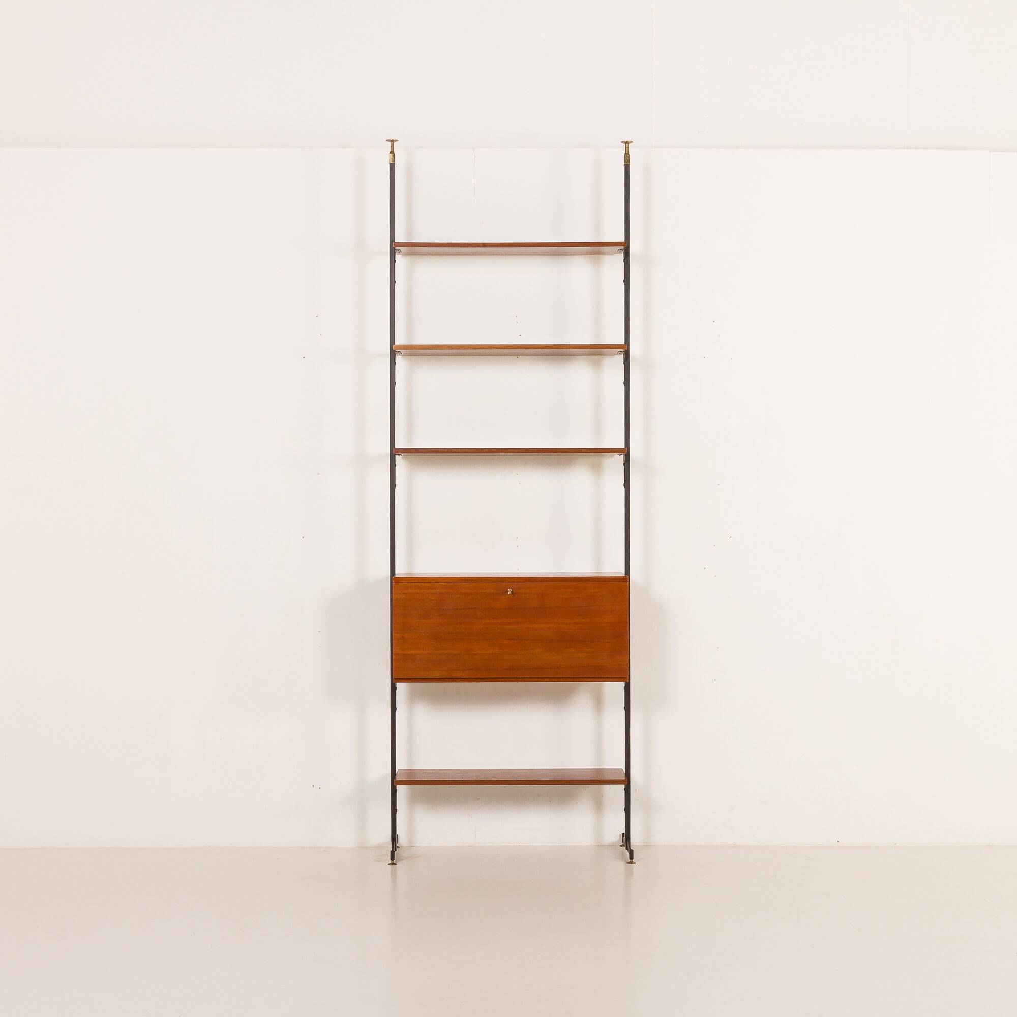 Italian vintage floor to celling wall unit with a bureau or a bar cabinet