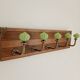 Wall-mounted coat rack in wood and sage green ceramic – 5 hooks – 50 cm
