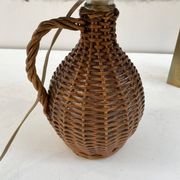 Rattan lamp and its mottled white wool lampshade