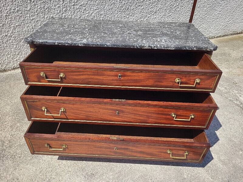 Louis xvi mahogany chest of drawers with 3 drawers from the 19th century