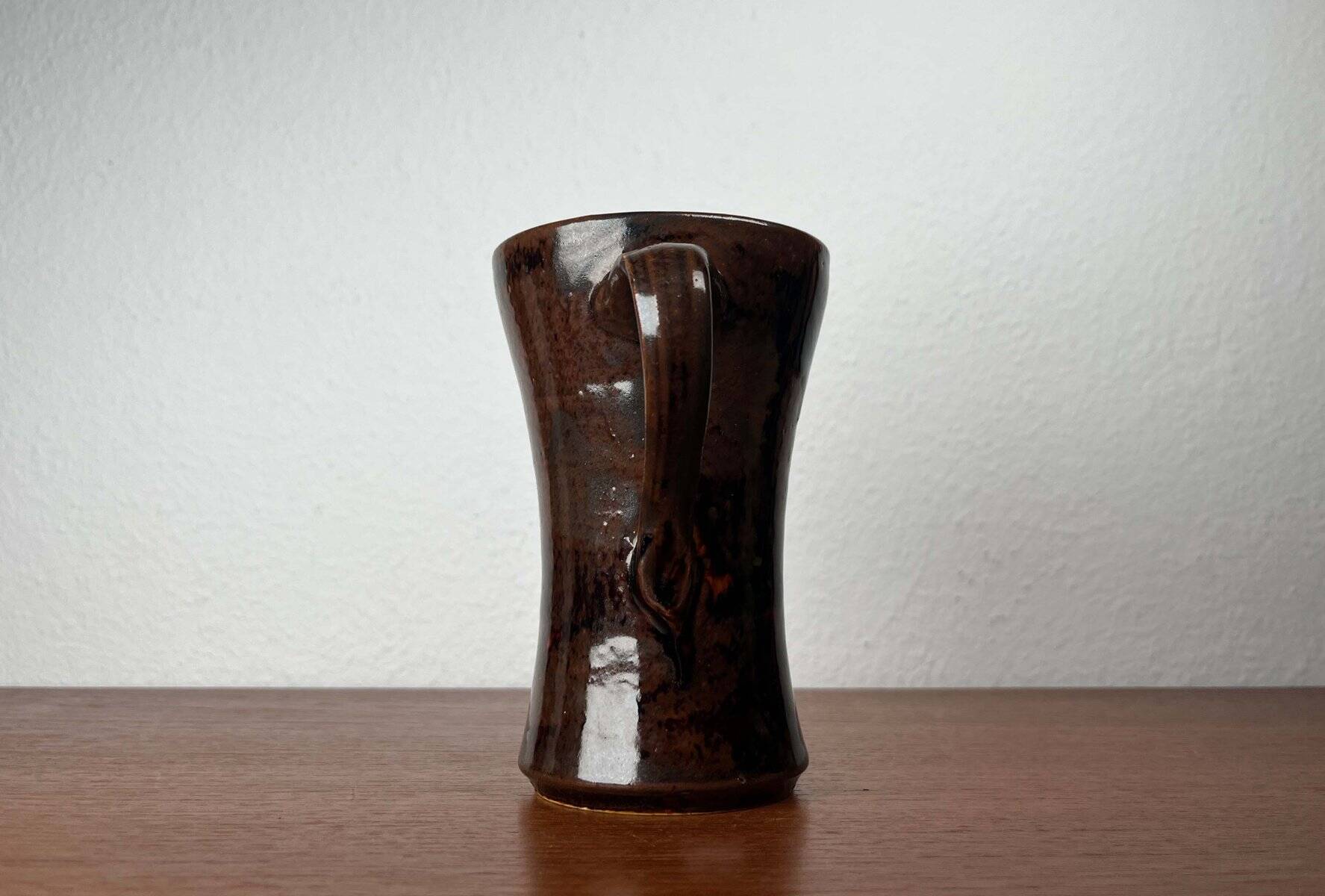 Ceramic vase carafe from a German studio from the mid-century by Till Sudeck, 1960s.