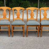 4 chaises landaises à crosses bois massif et tissu gris