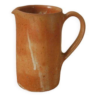 Pitcher vase with handle ceramic handmade pottery decoration Scandinavian countryside artisanal sandstone