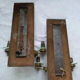 Pair of Italian art deco wall lights in mirror and brass, vintage, 1930s
