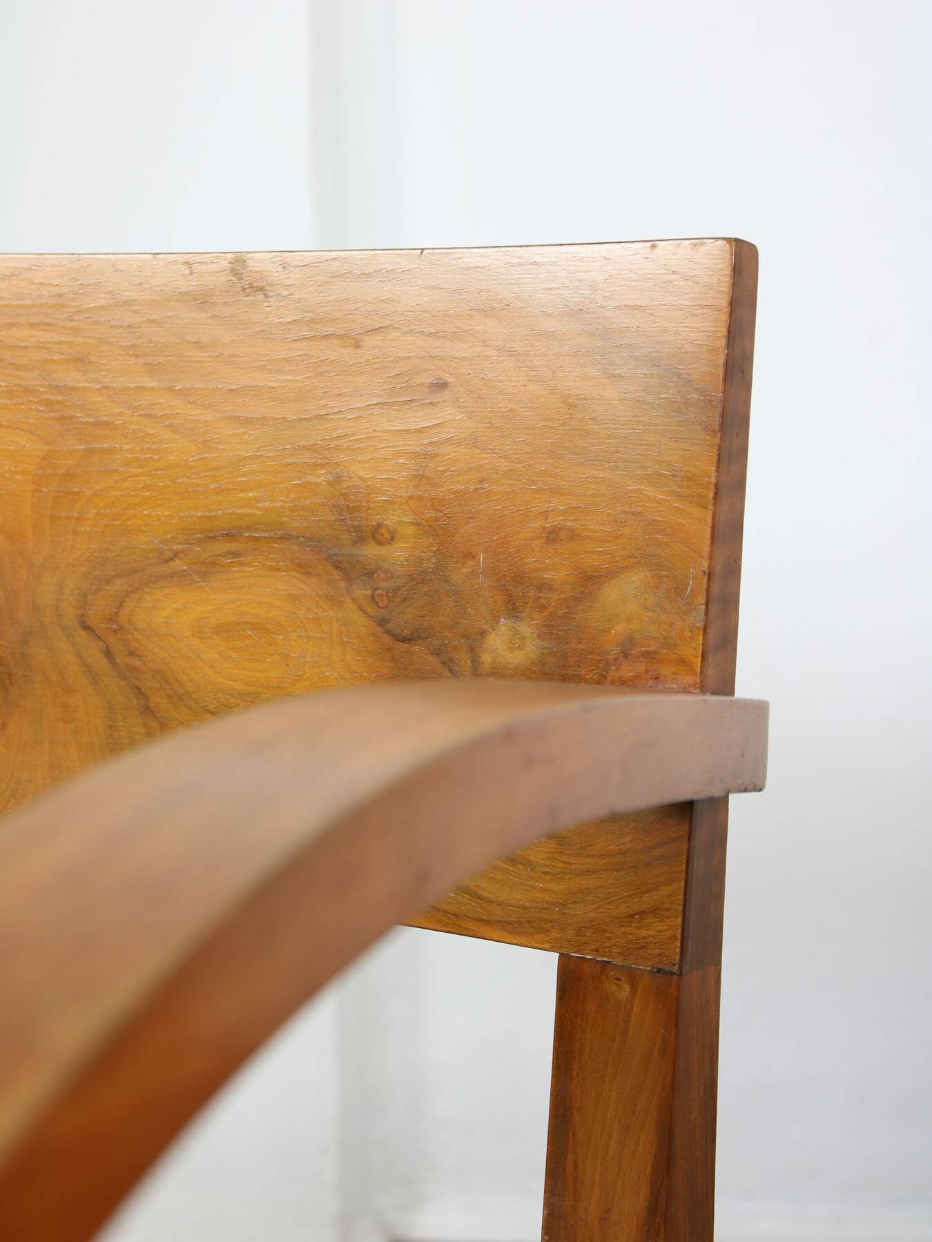 Italian Art Deco Lounge Chairs in Wood & Black Leatherette, set of 2