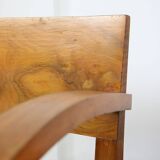 Italian Art Deco Lounge Chairs in Wood & Black Leatherette, set of 2