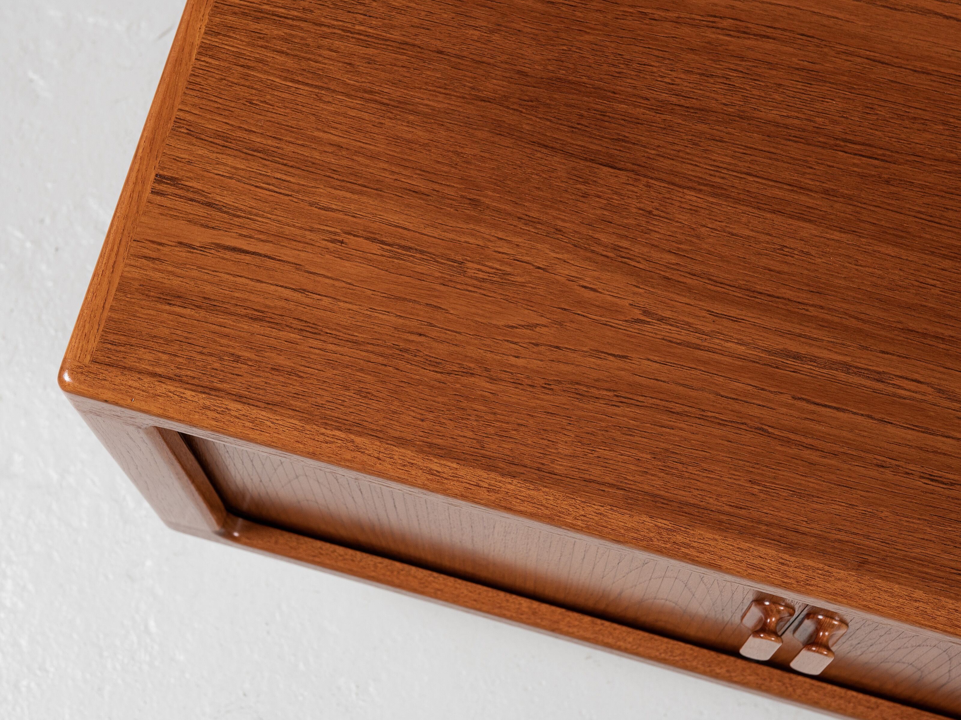 Midcentury Danish sideboard in teak with tambour doors by Dyrlund 1960s - metal legs
