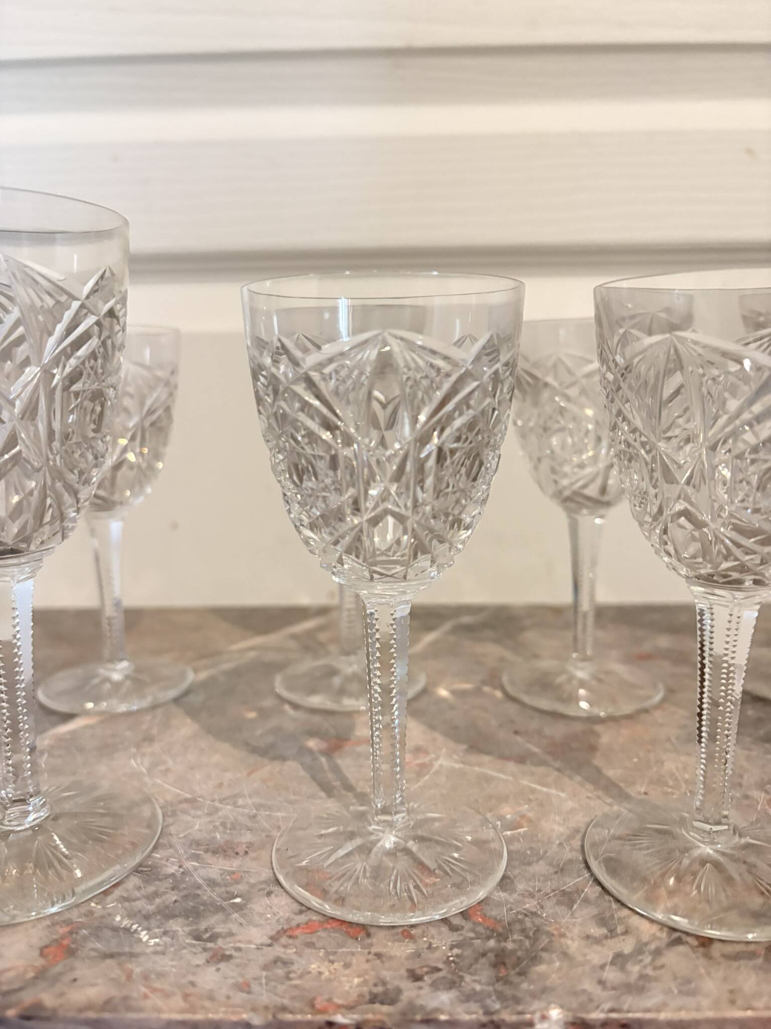 Vintage Service Set 9 Glasses Liqueur Wine Water Baccarat Crystal Lagny