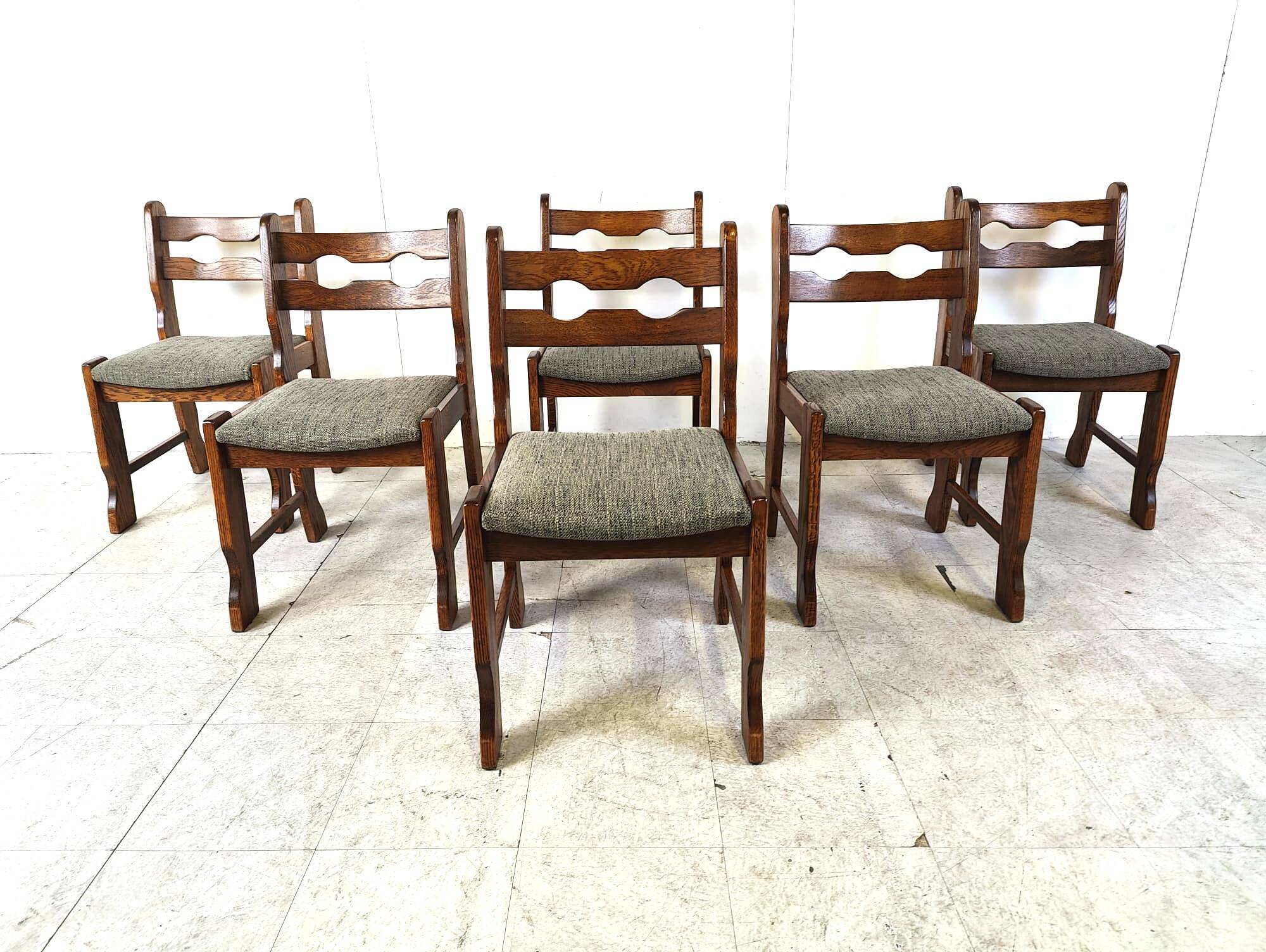 Vintage brutalist dining chairs, set of 6 - 1970s